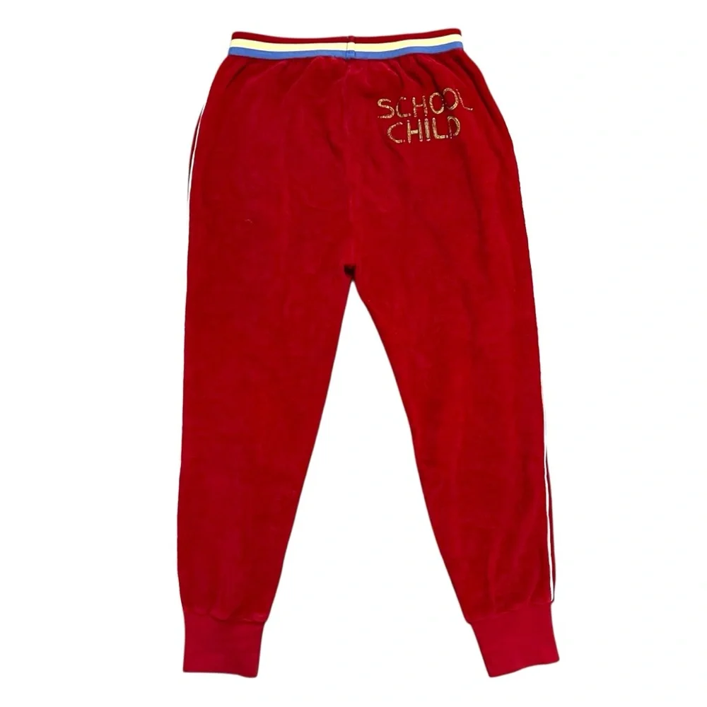 Bandy Button 10-11Y School Child Red Terry Jogger Pants